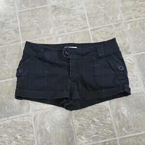 VTG Y2K Charlotte Russe Black Low Rise Micro Mini Shorts Size 6 Small Stretchy